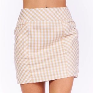 Plaid Skirt in Taupe